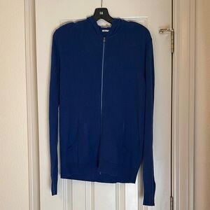 Mango Men's Royal Blue Zip-Up Hoodie Sweater Size Small